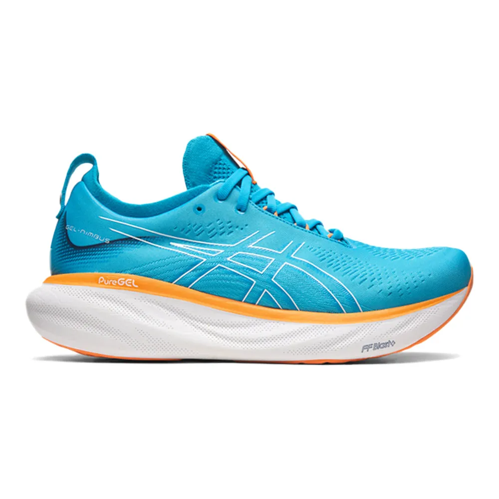 Men's Asics Gel-Nimbus 25, Island Blue/Sun Peach, 7 2E Wide