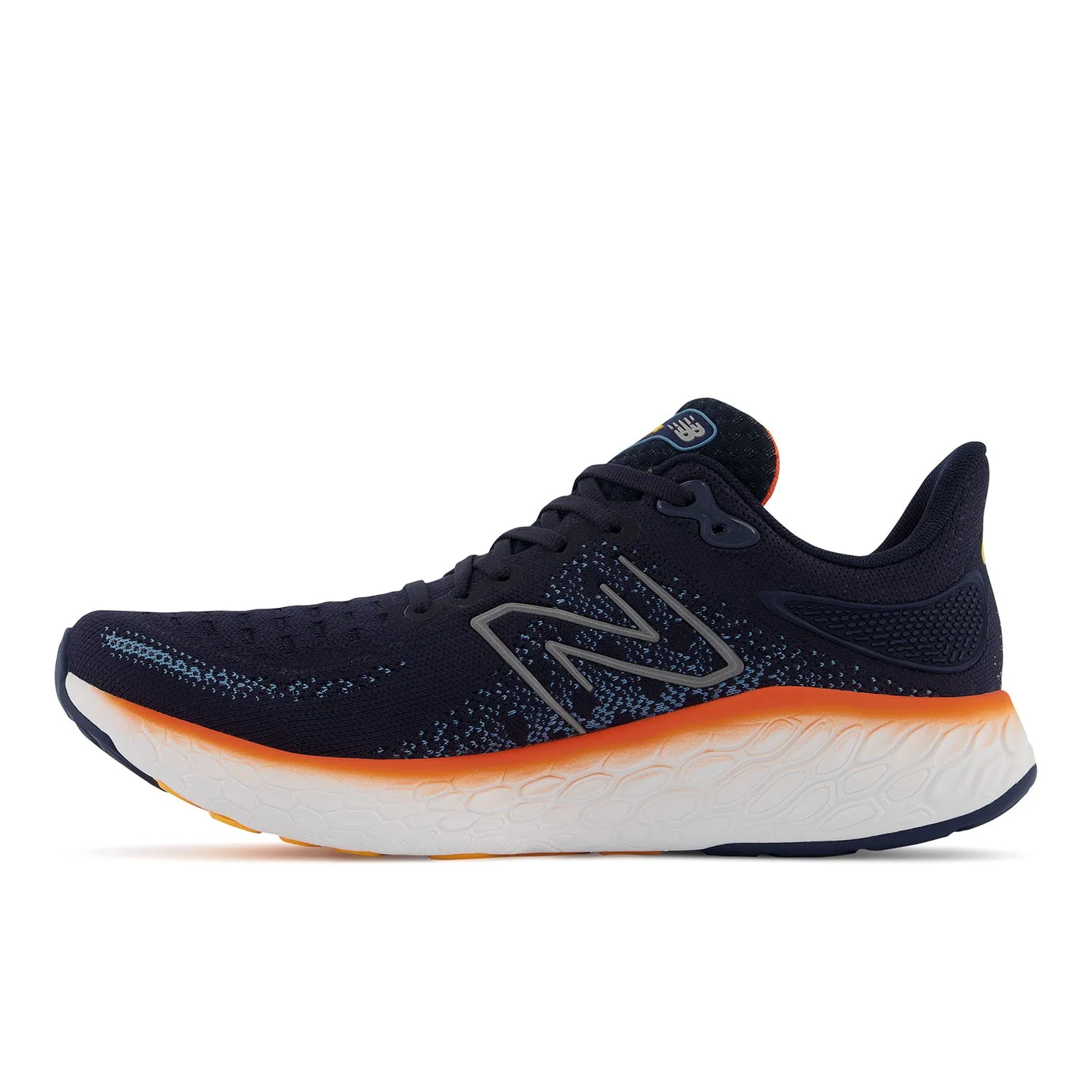 Men's New Balance Fresh Foam X 1080v12 Color: Eclipse with Vibrant Orange and Spring Tide