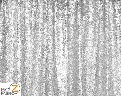 Mini Disc Sequin Nylon Mesh Fabric / Shiny Silver / Sold By The Yard