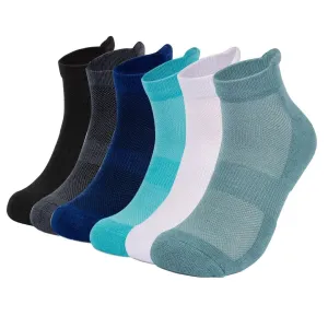 Mush Bamboo Performance Socks for Men || Sports & Casual Wear Ultra Soft, Anti Odor, Breathable Ankle Length Pack of 3 UK Size 6-10 (Black, Dark Grey, Navy Blue & Aqua Blue, White, Sea Green, 6)