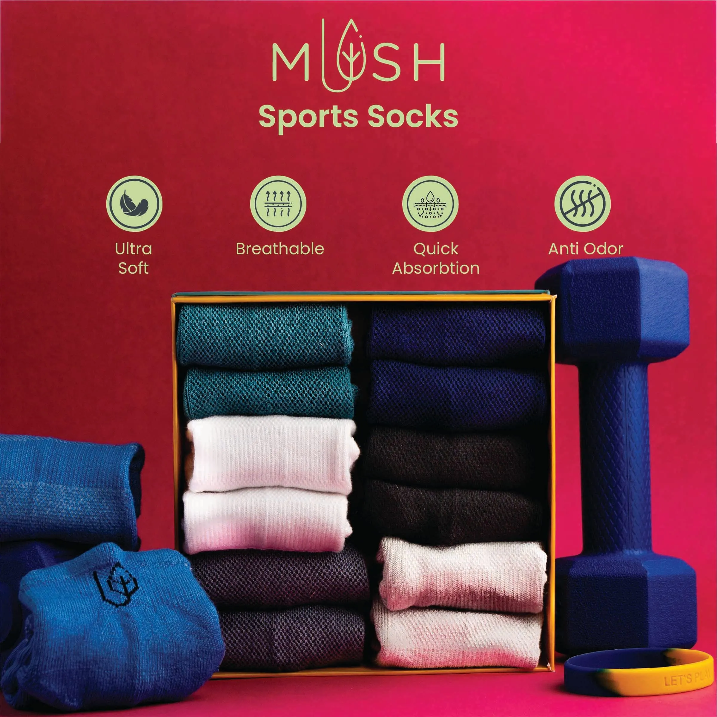 Mush Bamboo Performance Socks for Men || Sports & Casual Wear Ultra Soft, Anti Odor, Breathable Ankle Length Pack of 3 UK Size 6-10 (Black, Navy, Dark Grey, 3)