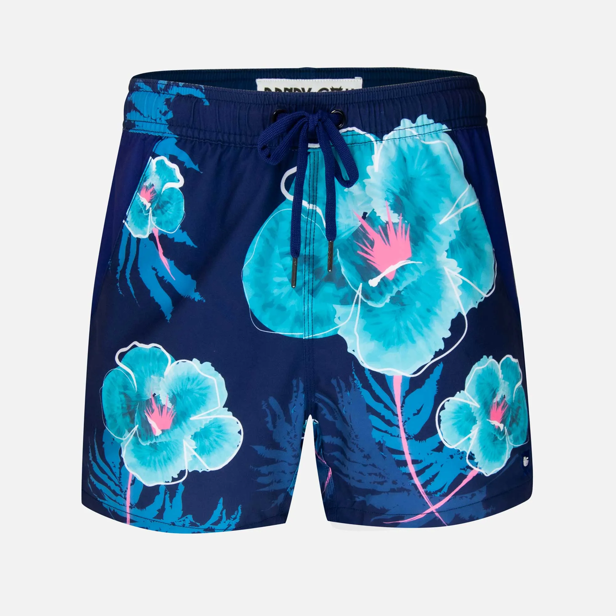 Navy Floral - Swim Shorts with Waterproof Pocket