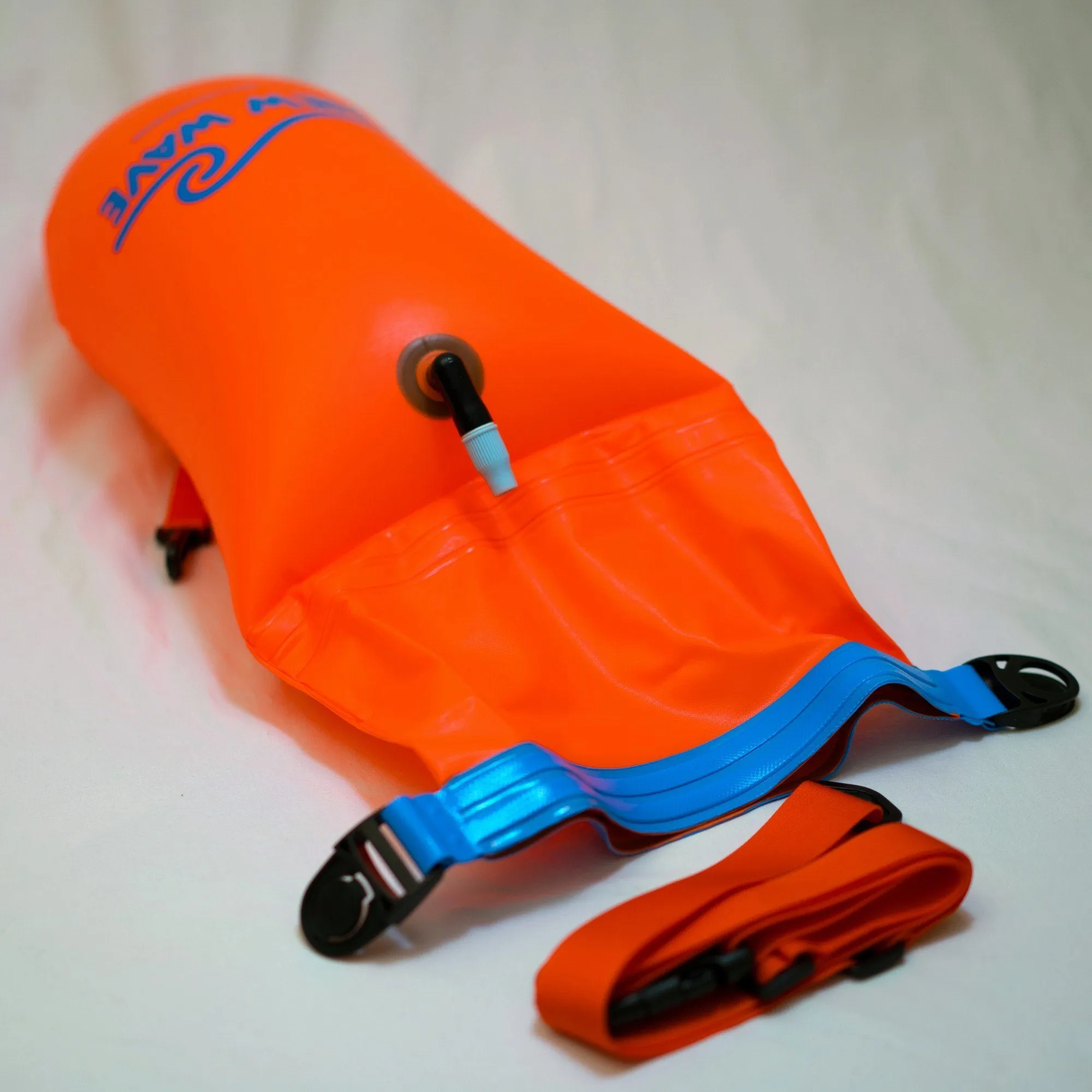 New Wave Open Water Swim Buoy - Medium (15 Liter) w/ Drybag - PVC Orange