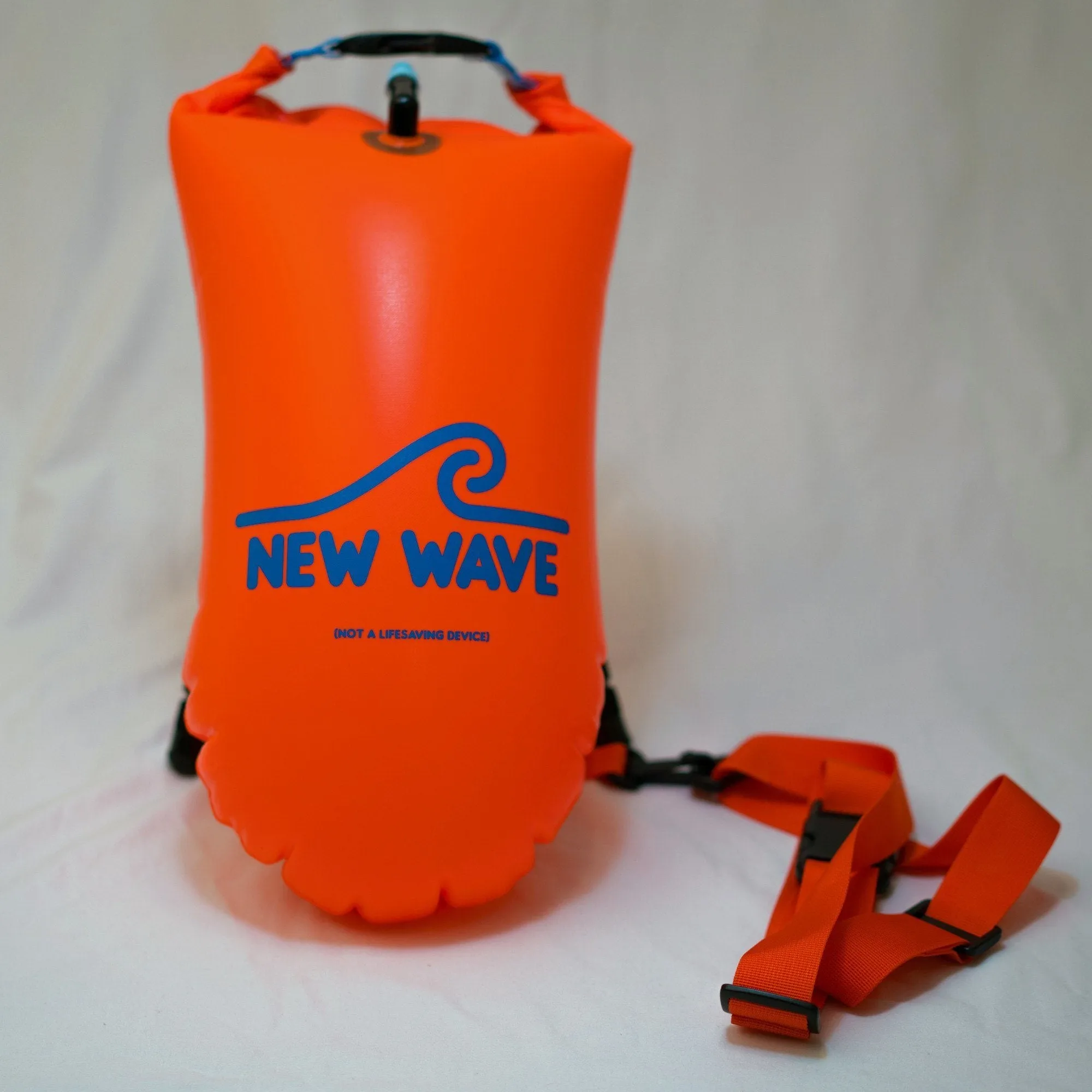 New Wave Open Water Swim Buoy - Medium (15 Liter) w/ Drybag - PVC Orange