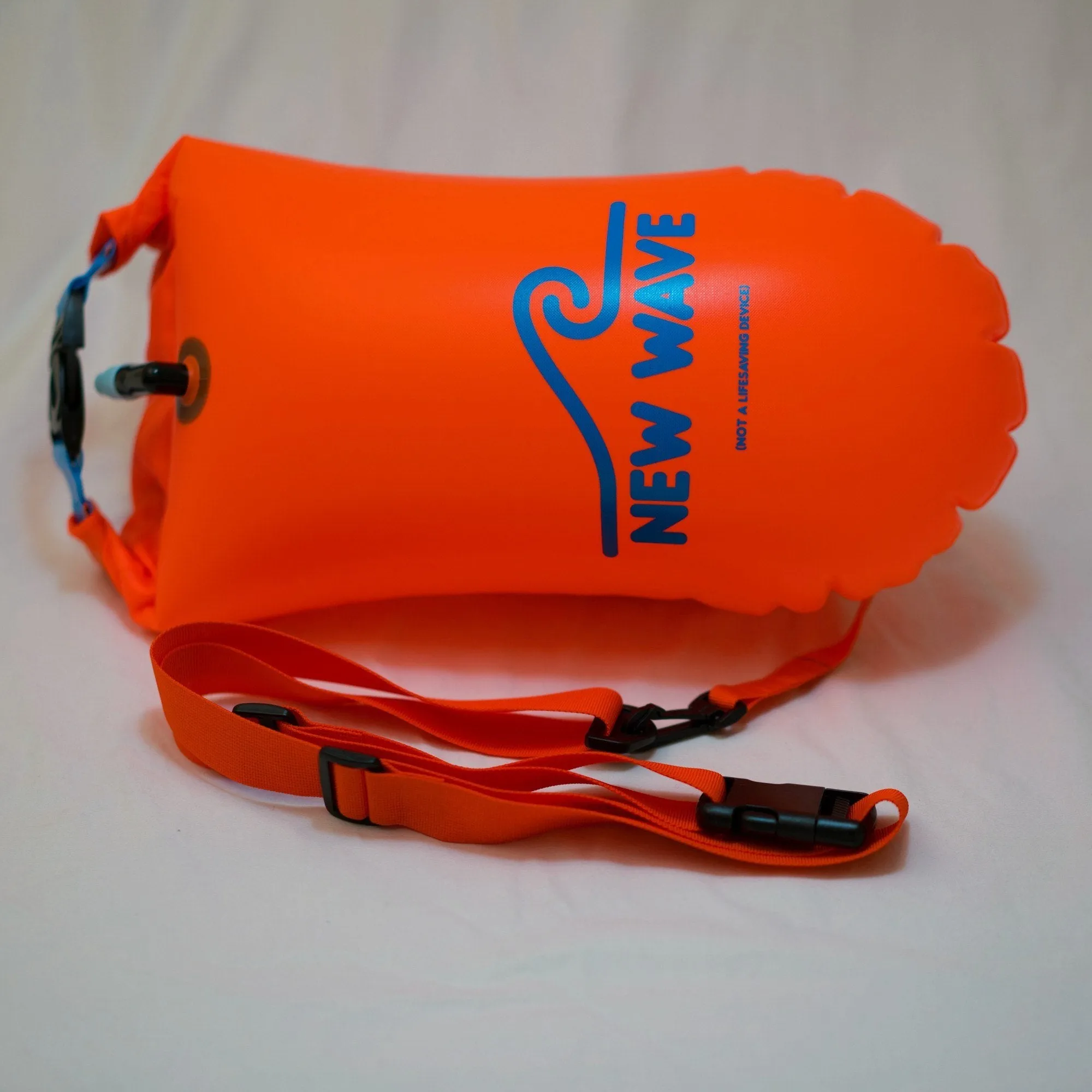 New Wave Open Water Swim Buoy - Medium (15 Liter) w/ Drybag - PVC Orange