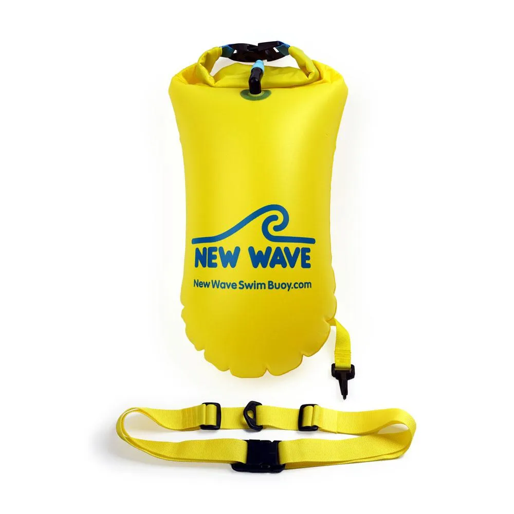 New Wave Open Water Swim Buoy - Medium (15 Liter) w/ Drybag - PVC Yellow