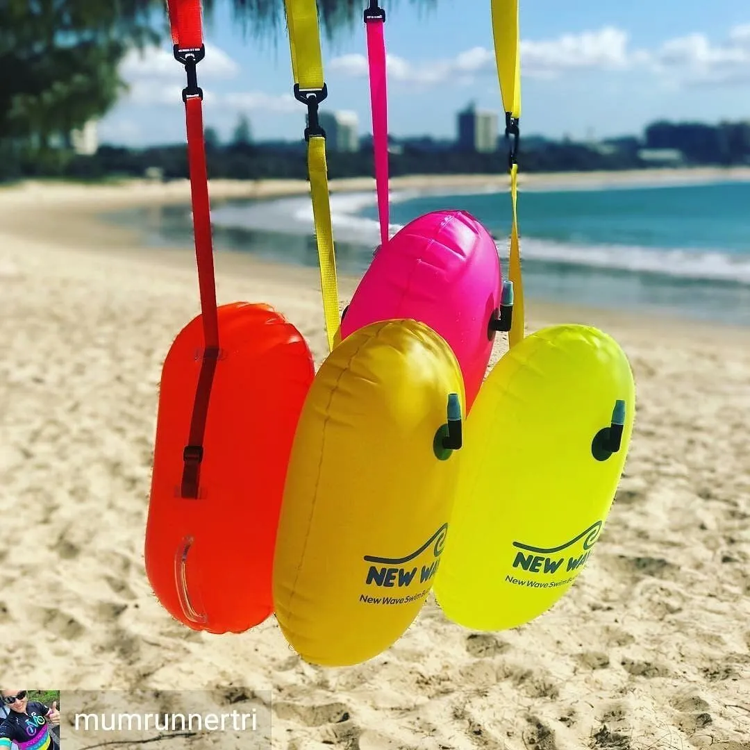 New Wave Swim Bubble for Open Water Swimmers and Triathletes - Yellow Triathlon Swim Buoy (No Drybag)