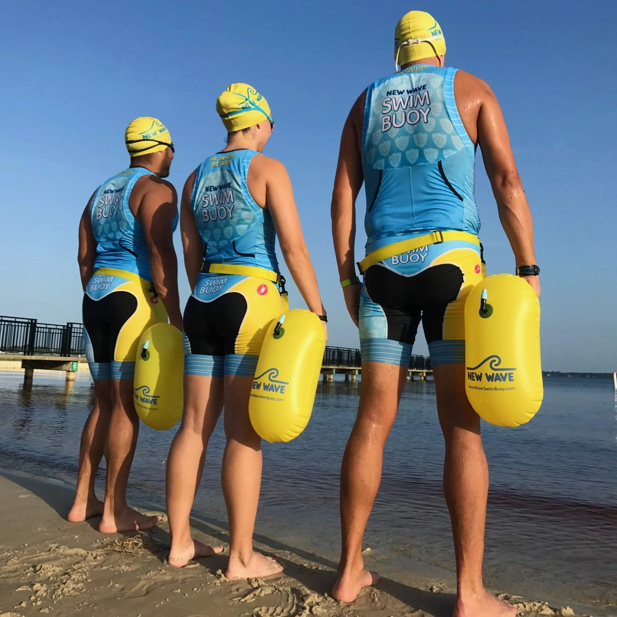 New Wave Swim Bubble for Open Water Swimmers and Triathletes - Yellow Triathlon Swim Buoy (No Drybag)