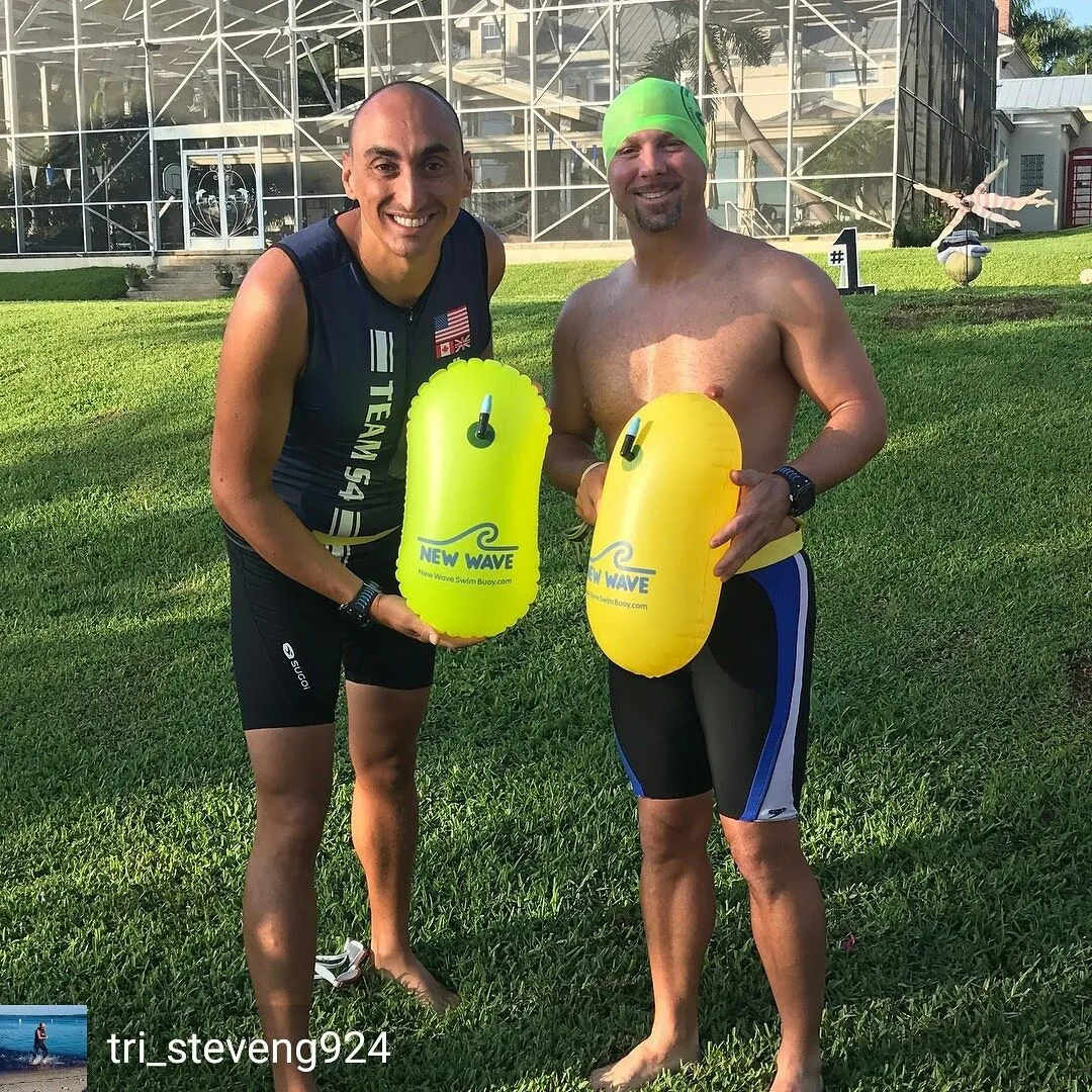 New Wave Swim Bubble for Open Water Swimmers and Triathletes - Yellow Triathlon Swim Buoy (No Drybag)