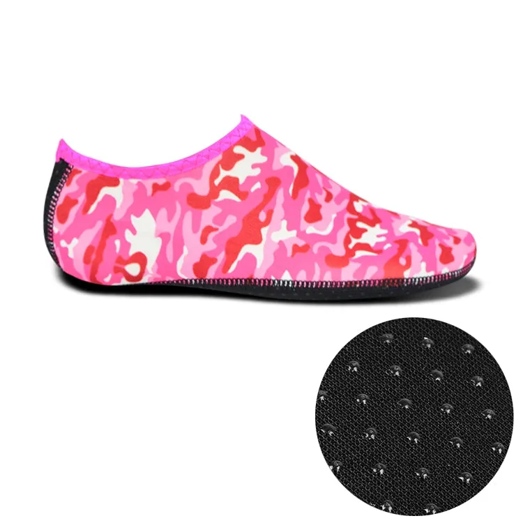 Non-slip Plastic Grain Texture Thick Cloth Sole Printing Diving Shoes and Socks, One Pair, Size:XXL (Rose Red Figured)