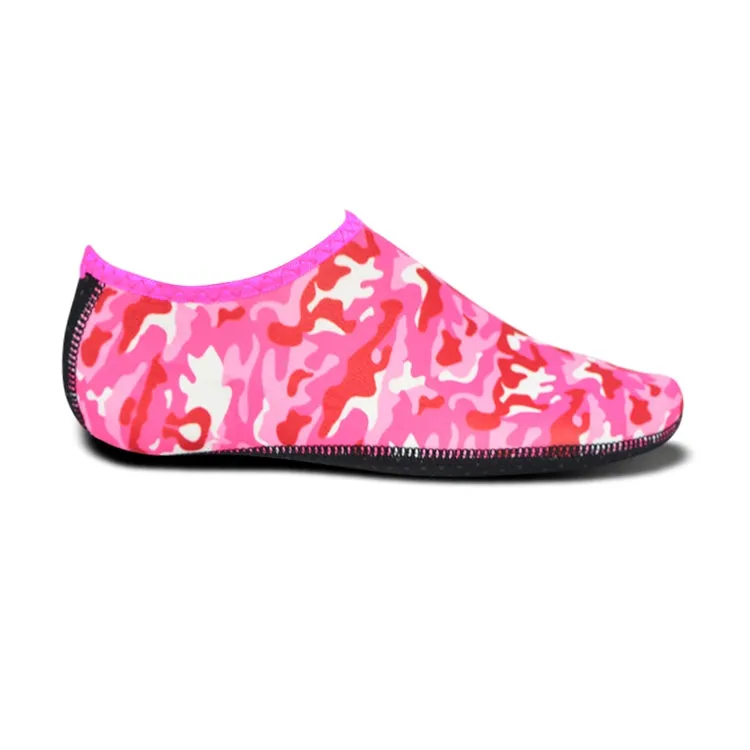 Non-slip Plastic Grain Texture Thick Cloth Sole Printing Diving Shoes and Socks, One Pair, Size:XXL (Rose Red Figured)