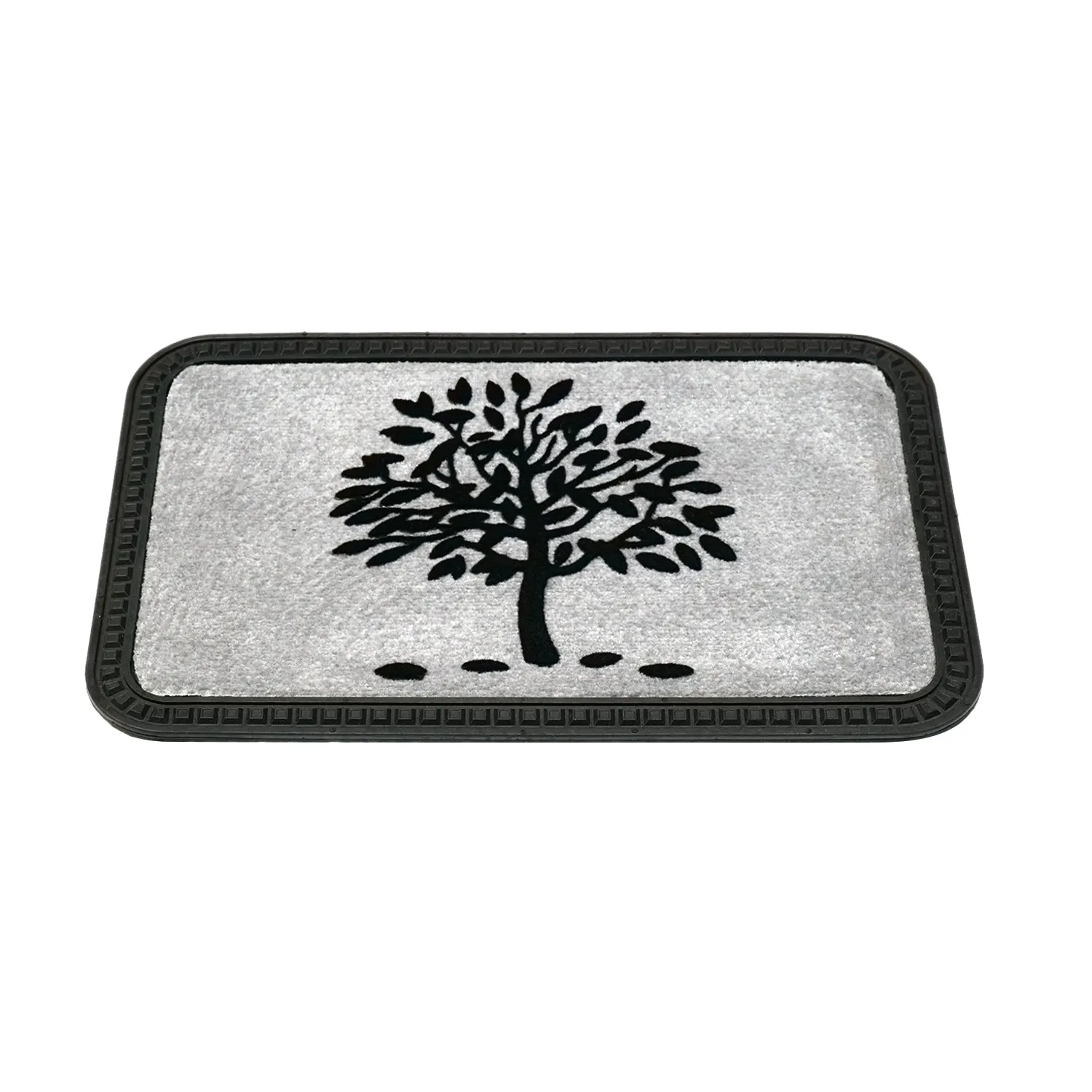 OnlyMat Modern Black Tree Soft All-Purpose Mat Kitchen Bathroom Door Entrance 40x60x8mm (Silver)