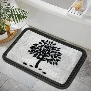 OnlyMat Modern Black Tree Soft All-Purpose Mat Kitchen Bathroom Door Entrance 40x60x8mm (Silver)