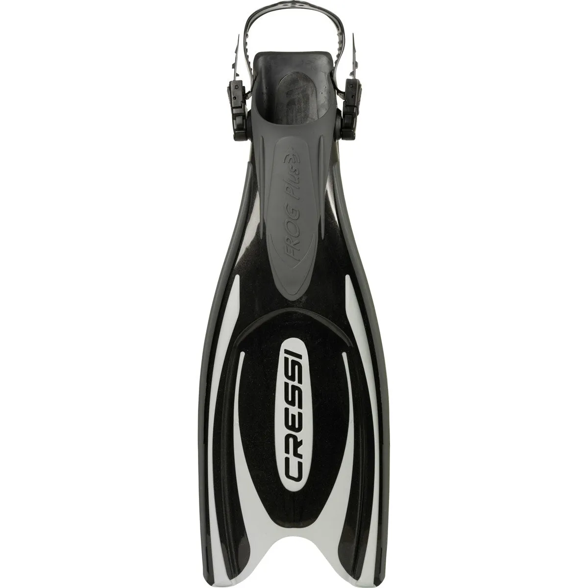 Open Box Cressi Frog Plus Open Heel Fins - Black-Medium/Large Men's:9-11 Women's:10-12