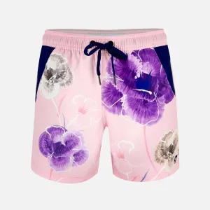 Pink Floral - Swim Shorts with Waterproof Pocket