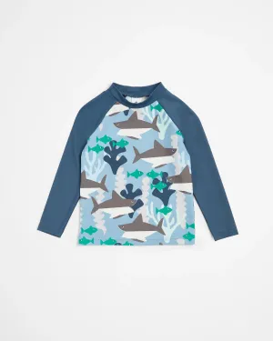 popular  Boys Long Sleeve Shark Swim Rash Vest