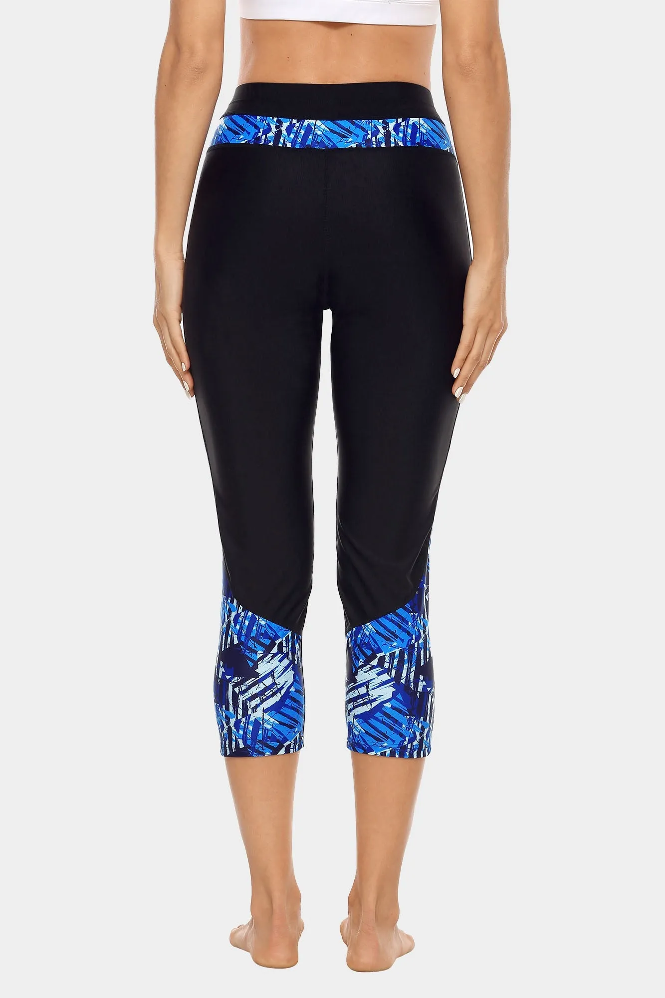 Printed High Waist Capri Swim Tight