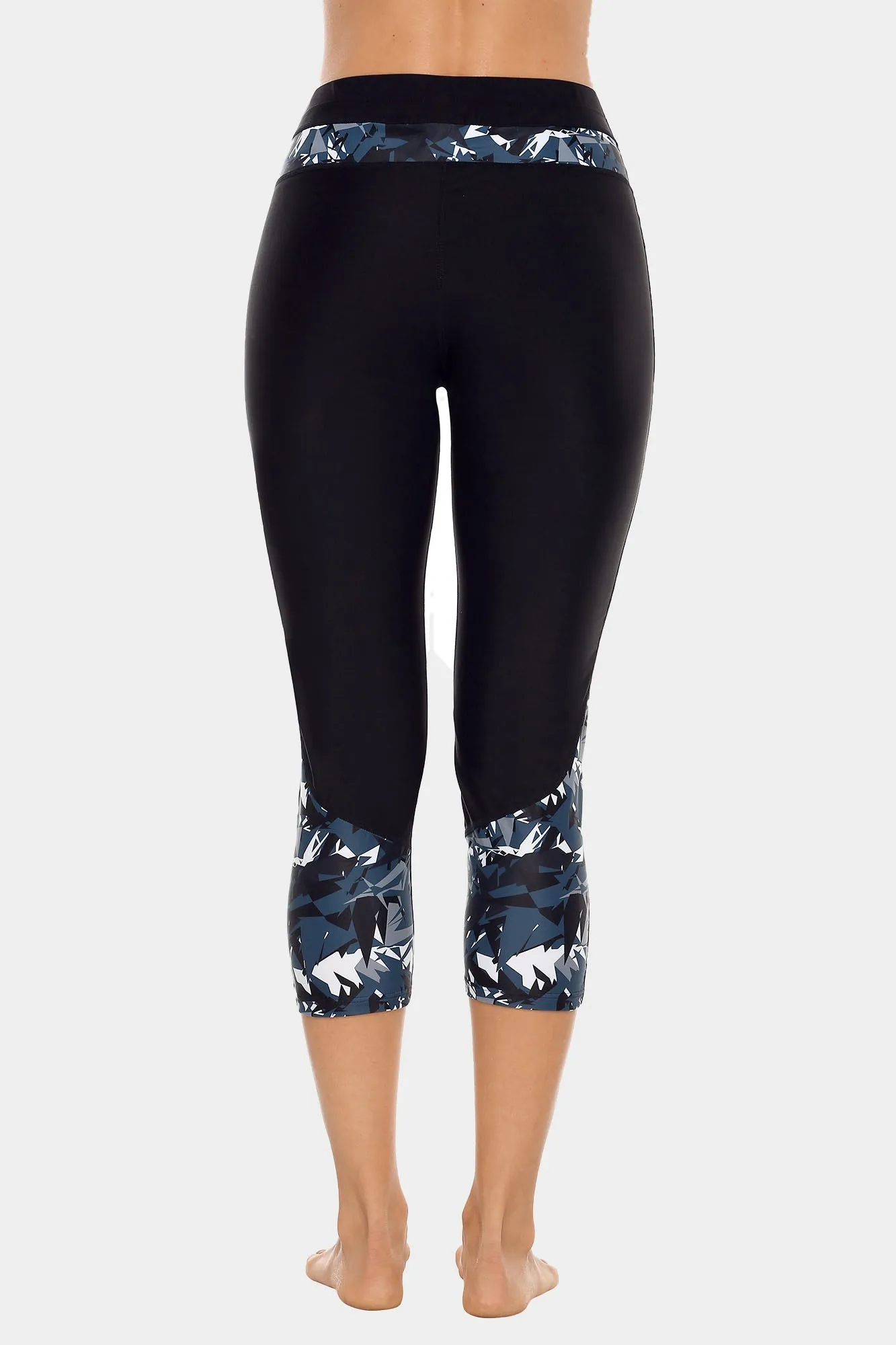 Printed High Waist Capri Swim Tight