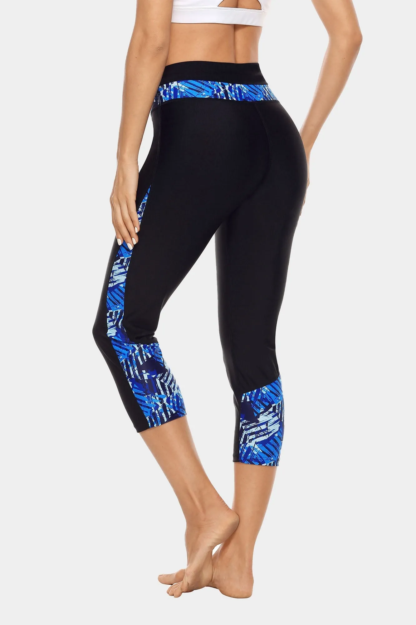 Printed High Waist Capri Swim Tight