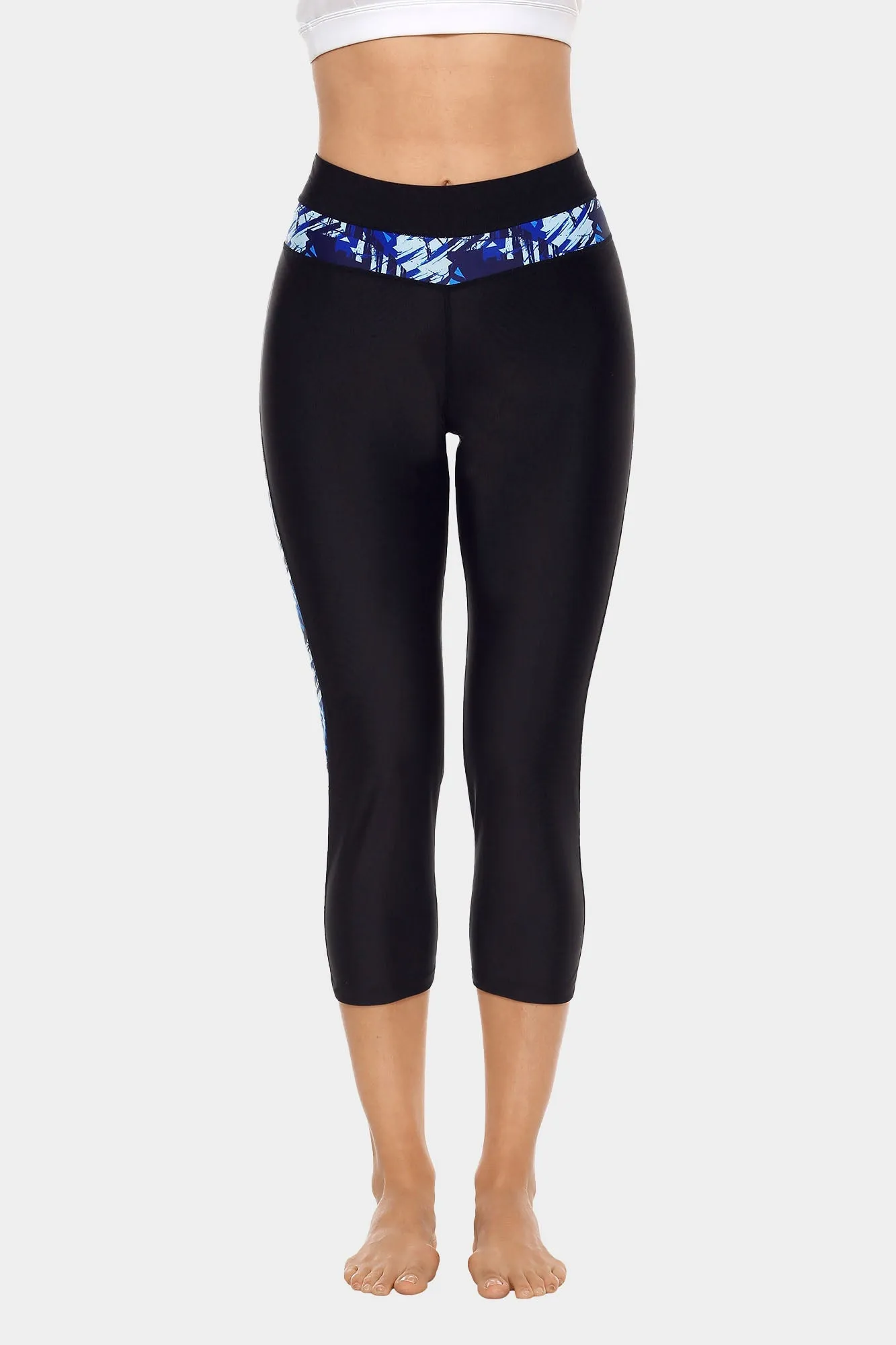 Printed High Waist Capri Swim Tight