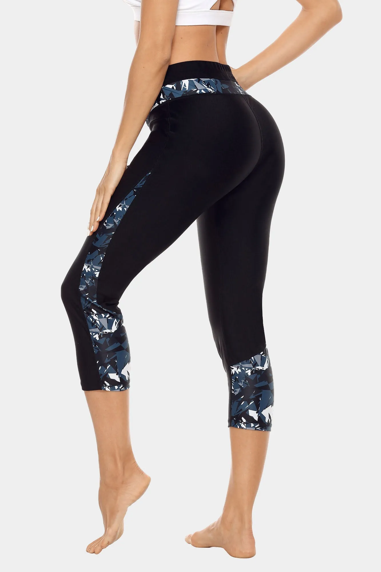 Printed High Waist Capri Swim Tight