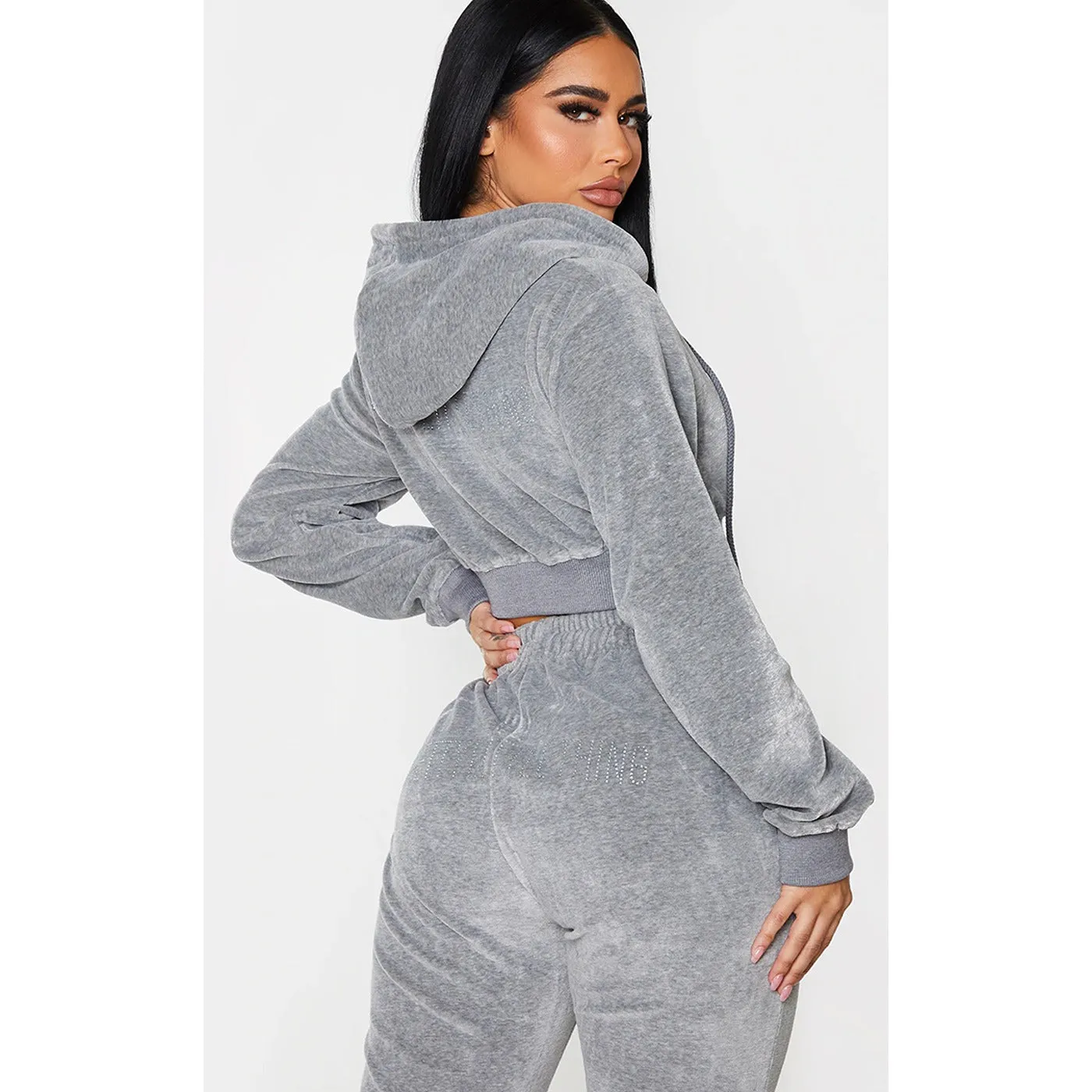 PTL Grey Cropped Hoodie