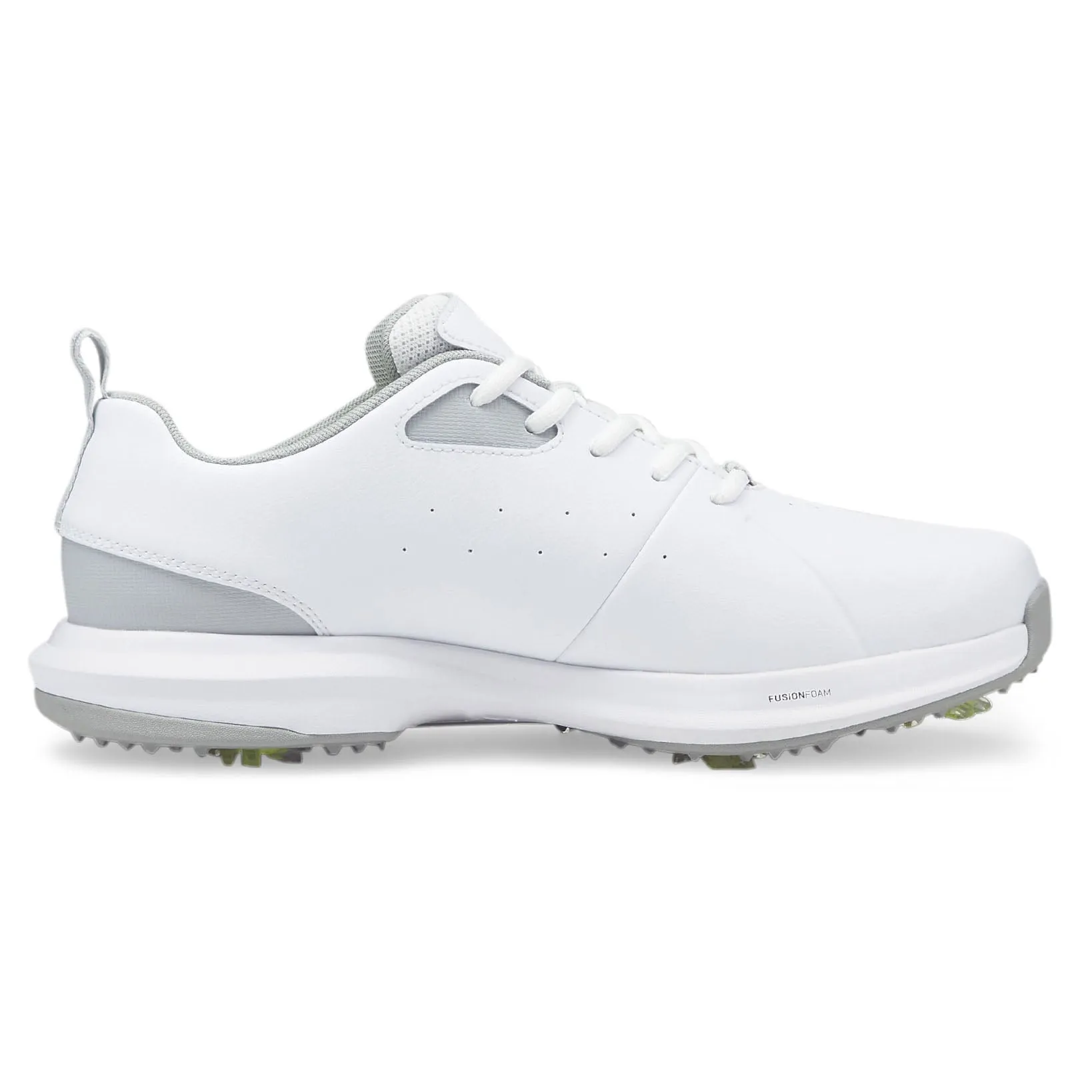 Puma Grip Fusion Flex Wide Golf Shoes - White/ Silver/ High Rise