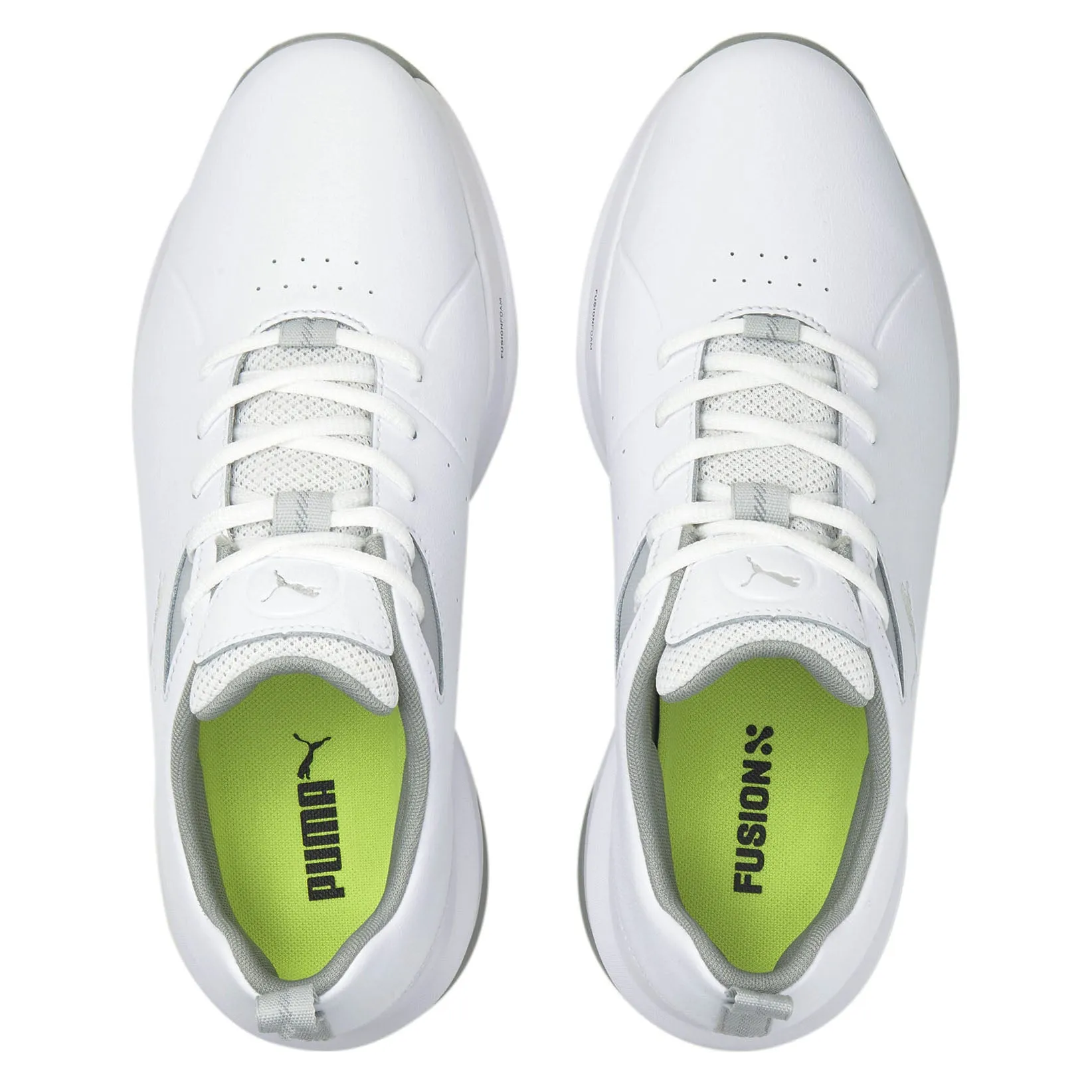 Puma Grip Fusion Flex Wide Golf Shoes - White/ Silver/ High Rise