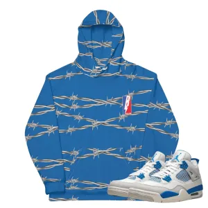 Retro 4 Military Blue Barbed Wire Hoodie