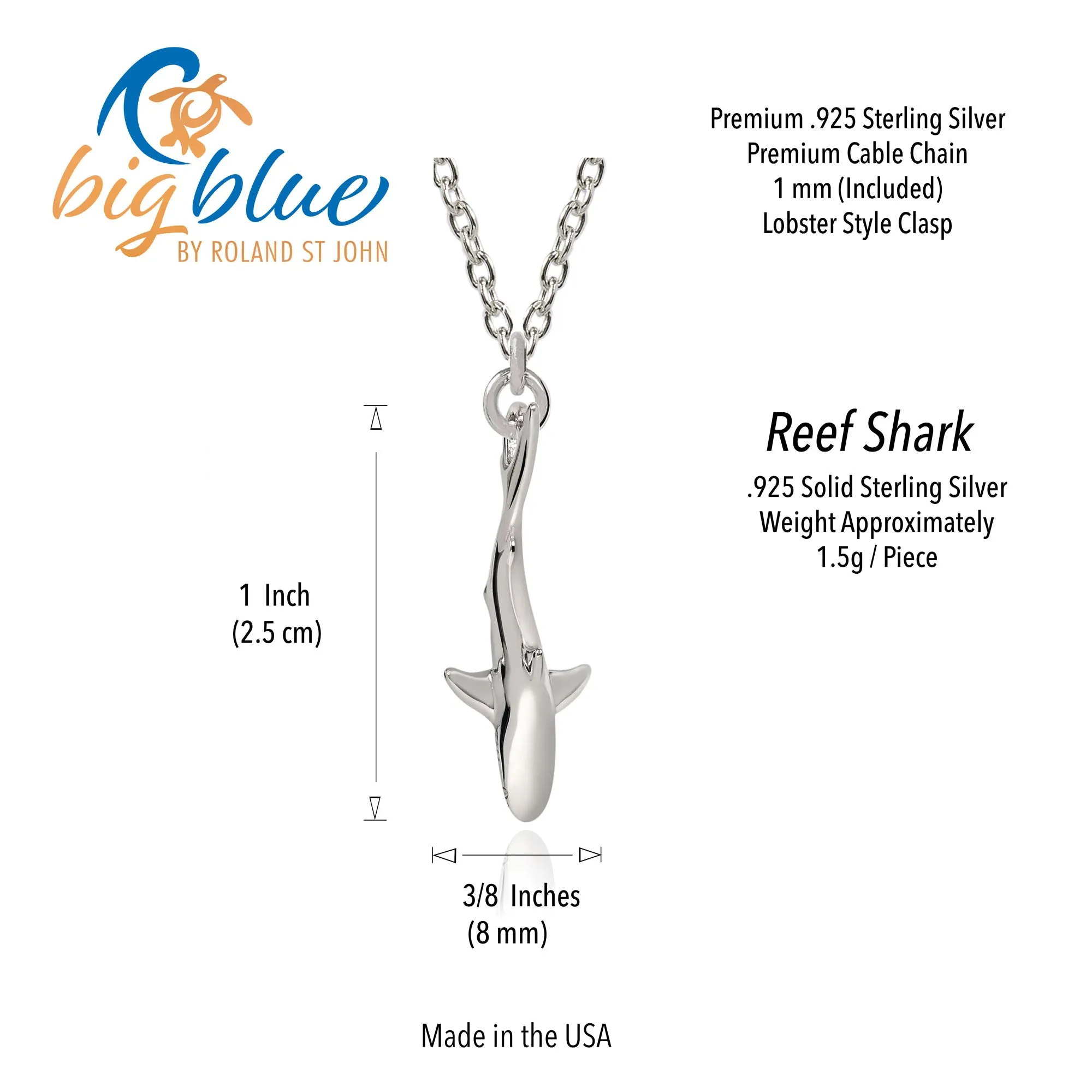 Shark Necklace for Woman and Teens Sterling Silver- Mini Shark Charm Sterling, Shark Charm, Mini Shark Pendant Sterling Silver