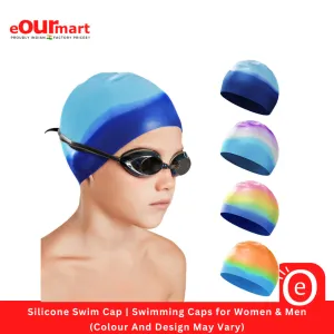 Silicone Swim Cap | Swimming Caps for Women & Men (Colour And Design May Vary)