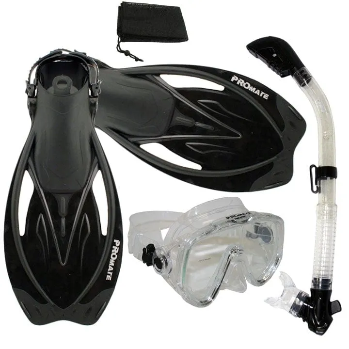 Snorkeling Scuba Dive Mask Dry Snorkel Fins Gear Bag Set - SCS0006