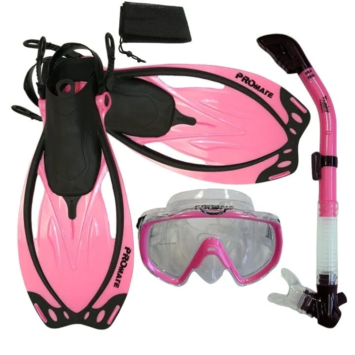 Snorkeling Scuba Dive Mask Dry Snorkel Fins Gear Bag Set - SCS0006