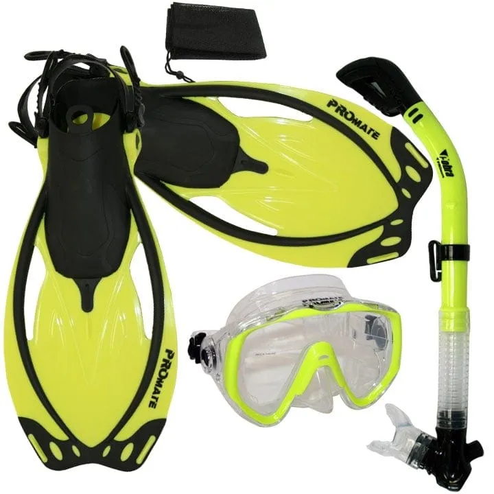 Snorkeling Scuba Dive Mask Dry Snorkel Fins Gear Bag Set - SCS0006