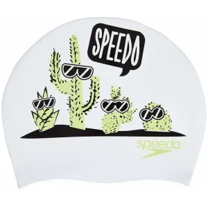 Speedo - Junior Slogan Silicone Cap - White