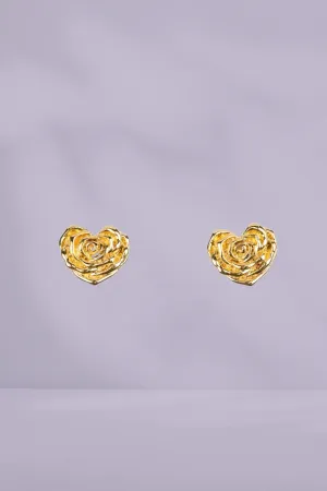 Stella and Gemma Heart Shaped Flower Earrings Gold