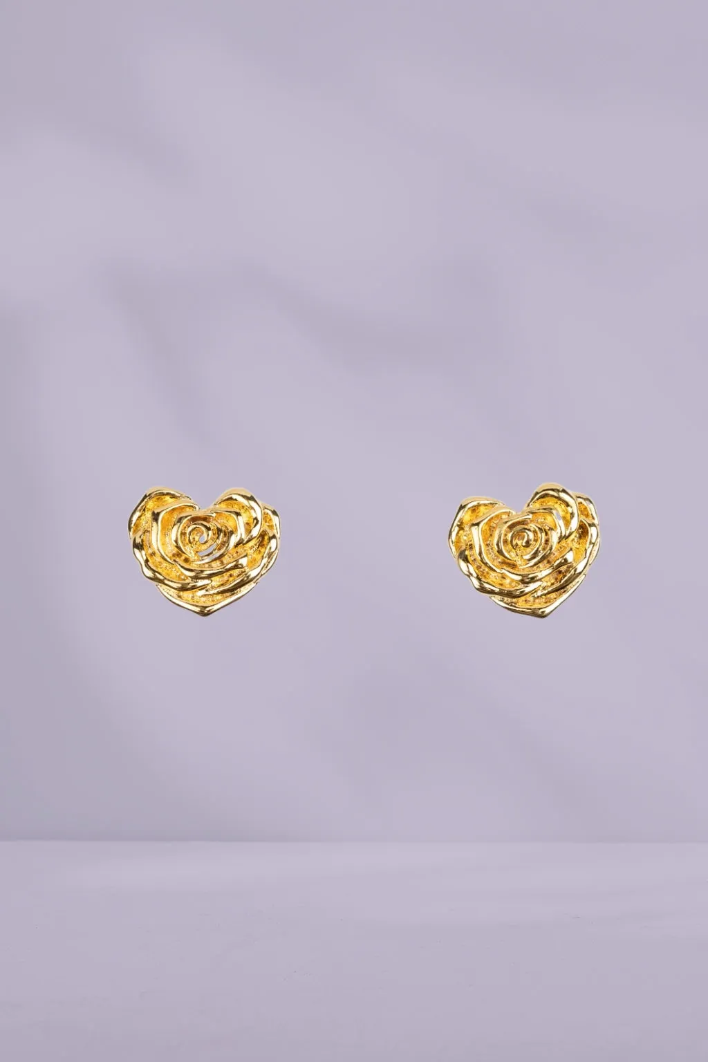 Stella and Gemma Heart Shaped Flower Earrings Gold