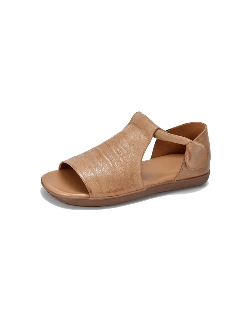 Summer Breathable Open Toe Leather Flat Sandals