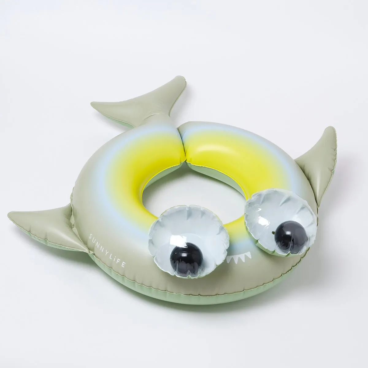 SUNNYLiFE Green Color Inflatable Kiddy Pool Ring Shark Tribe Khaki