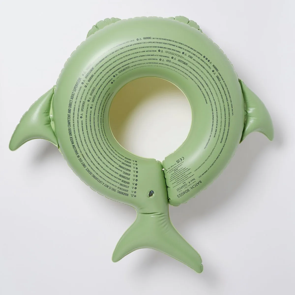 SUNNYLiFE Green Color Inflatable Kiddy Pool Ring Shark Tribe Khaki