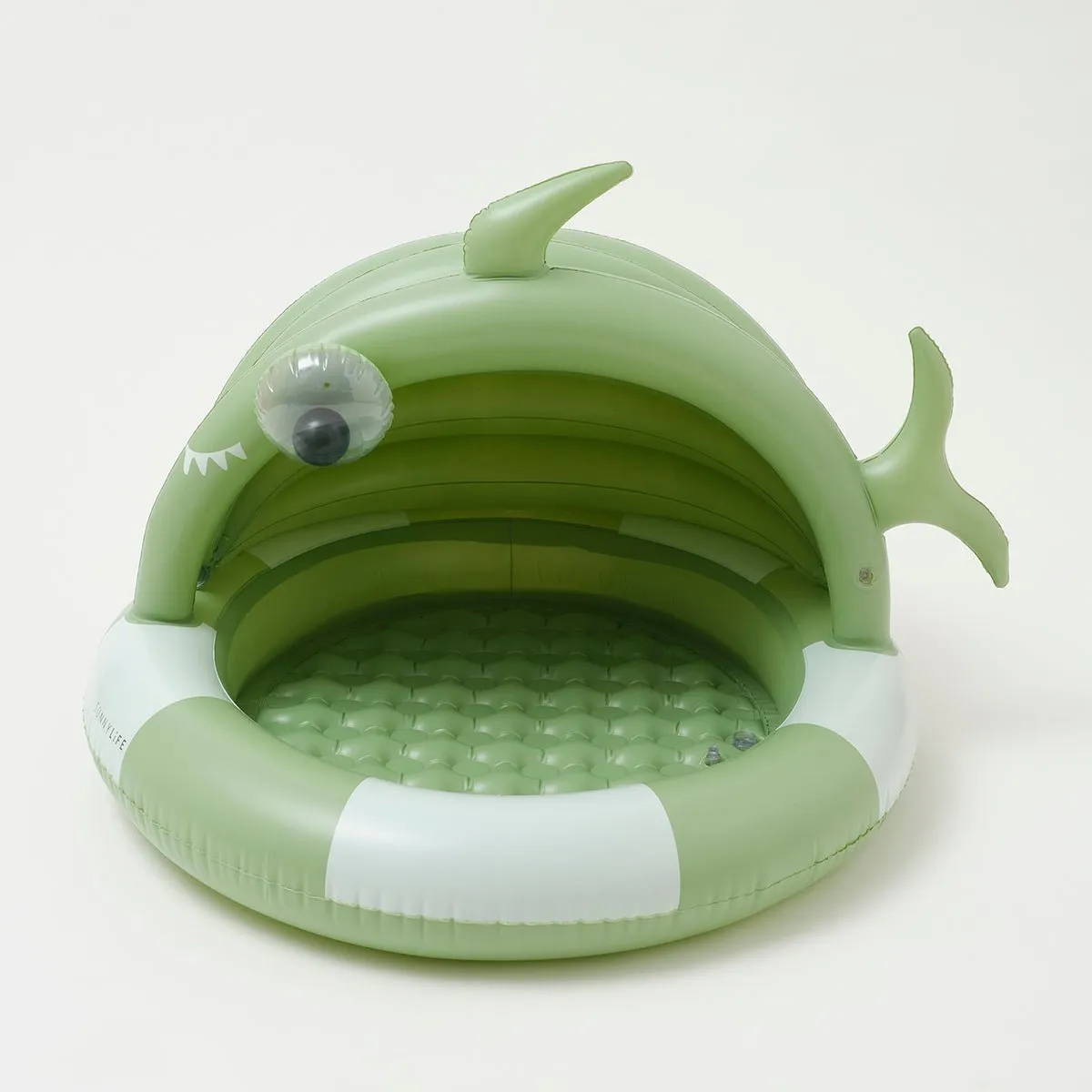 SUNNYLiFE Green Color Inflatable Kiddy Pool Shark Tribe Khaki