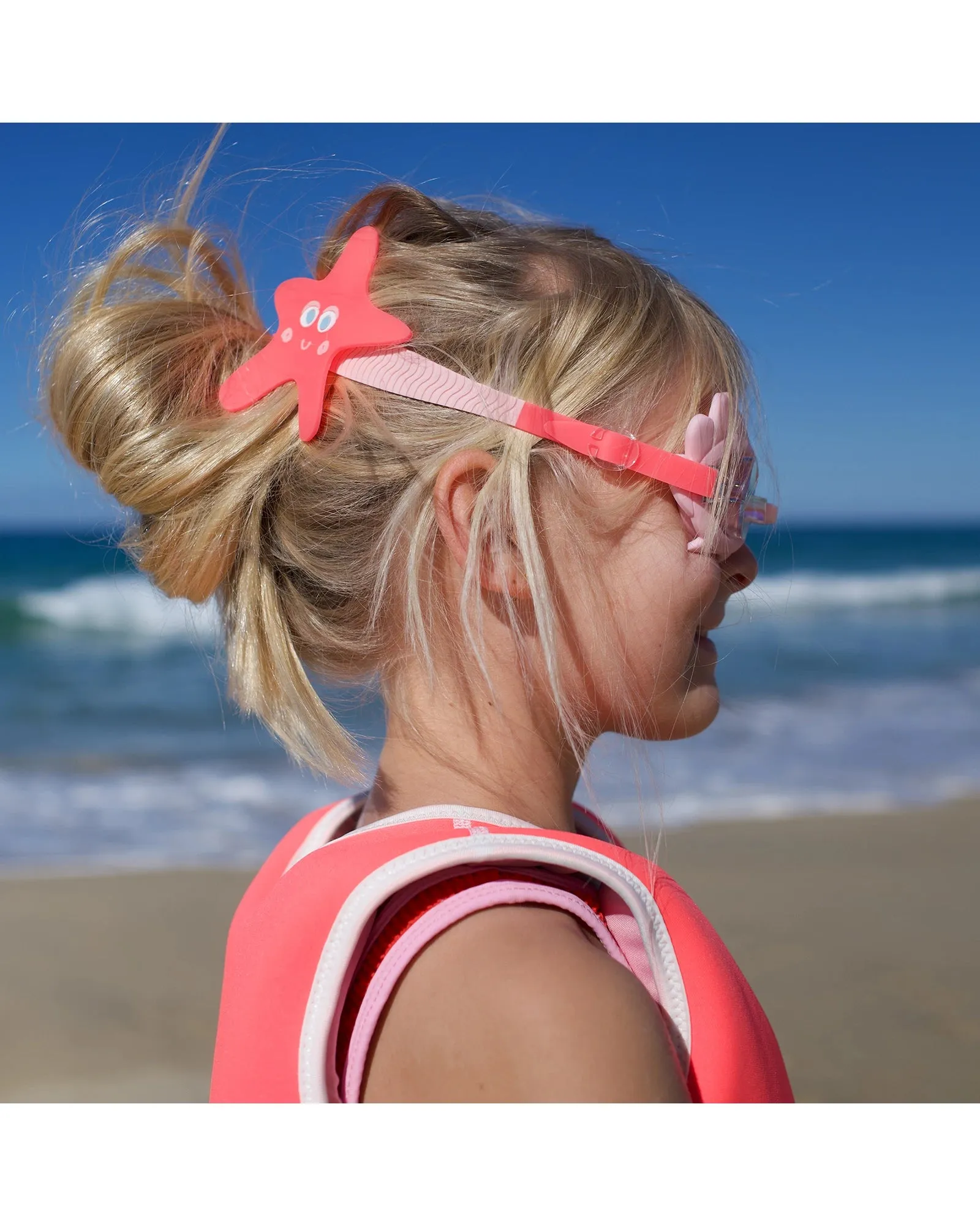 Sunnylife Melody the Mermaid Mini Swim Goggles Neon Strawberry