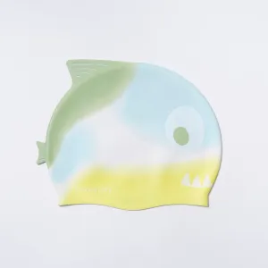 SUNNYLiFE Multicolor Shaped Swimming Cap Shark Tribe Khaki