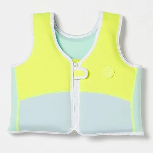 SUNNYLiFE Salty the Shark Swim Vest Aqua Neon Yellow