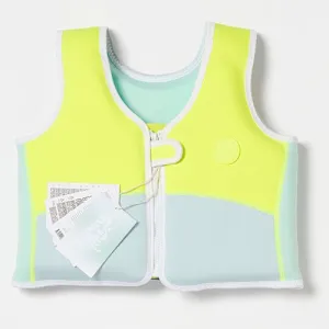 SUNNYLiFE Salty the Shark Swim Vest Aqua Neon Yellow