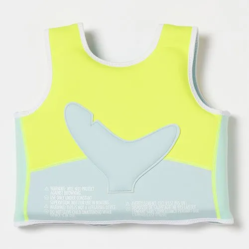 SUNNYLiFE Salty the Shark Swim Vest Aqua Neon Yellow