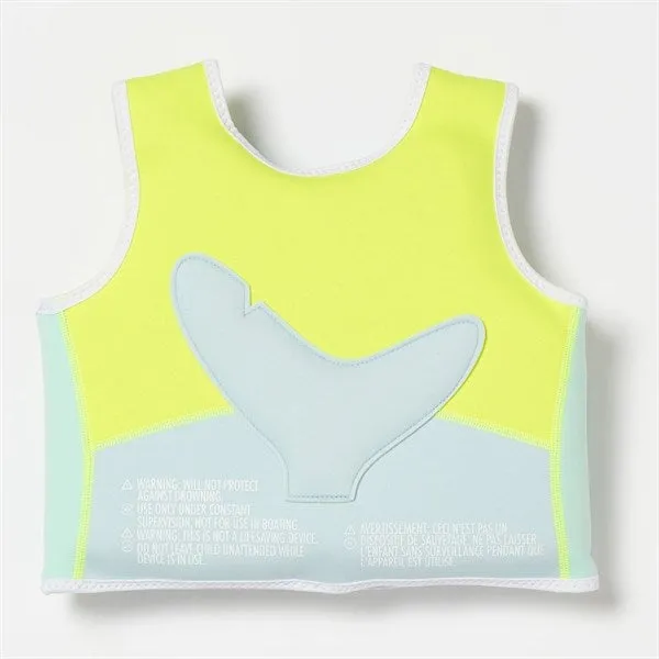 SunnyLife Swim Vest Salty the Shark Aqua Neon Yellow