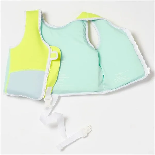 SunnyLife Swim Vest Salty the Shark Aqua Neon Yellow