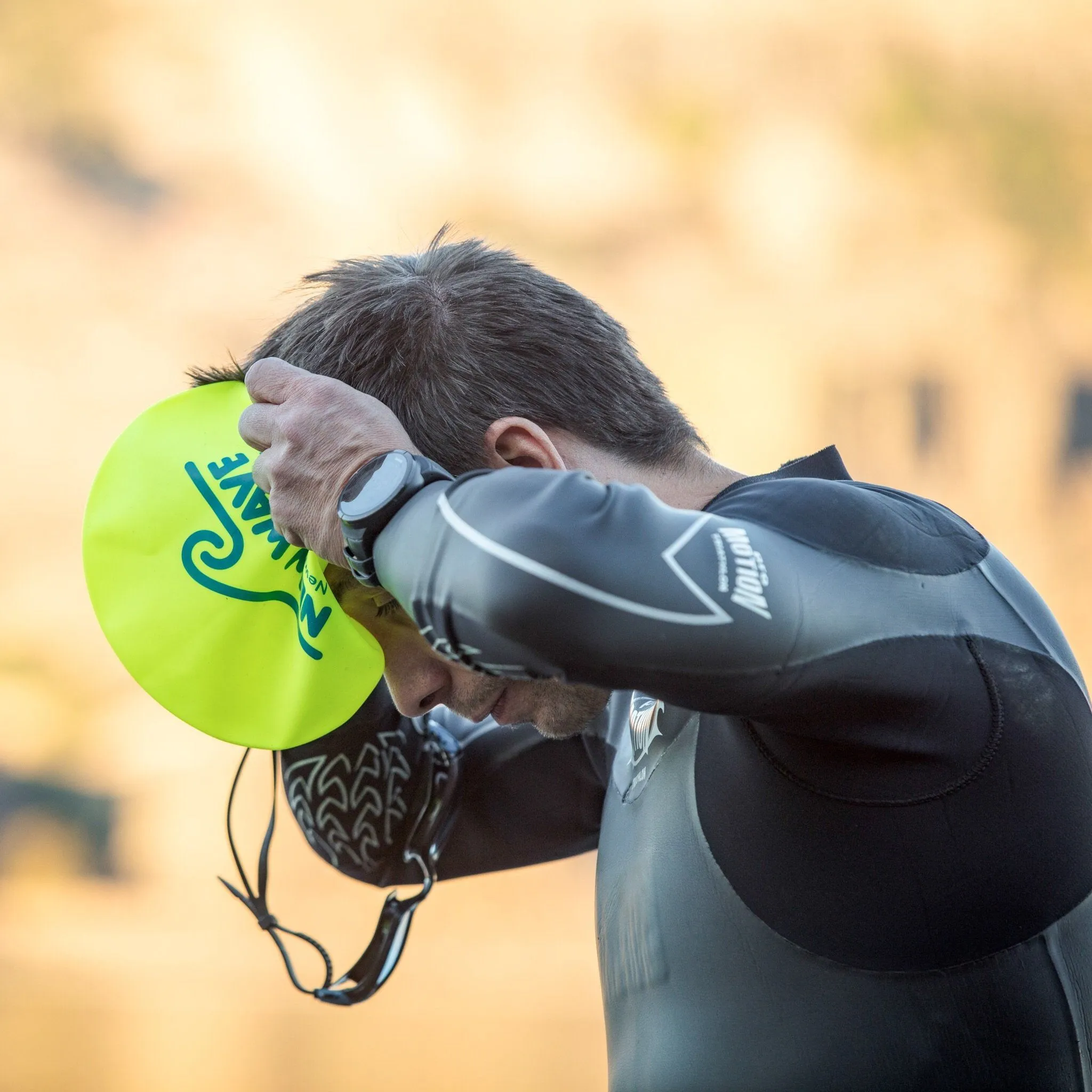 Swim Cap Fluorescent Green - New Wave Silicone Swim Cap