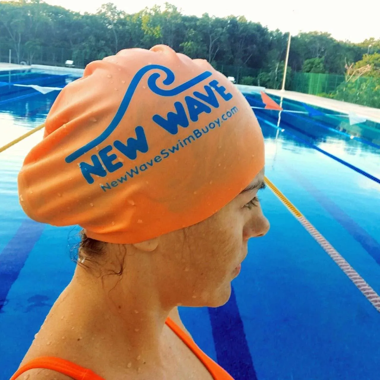 Swim Cap Orange - New Wave Silicone Swim Cap